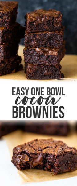 Easy One Bowl Fudgy Cocoa Brownies | Gimme Delicious