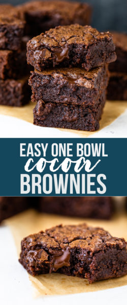 Easy One Bowl Fudgy Cocoa Brownies | Gimme Delicious