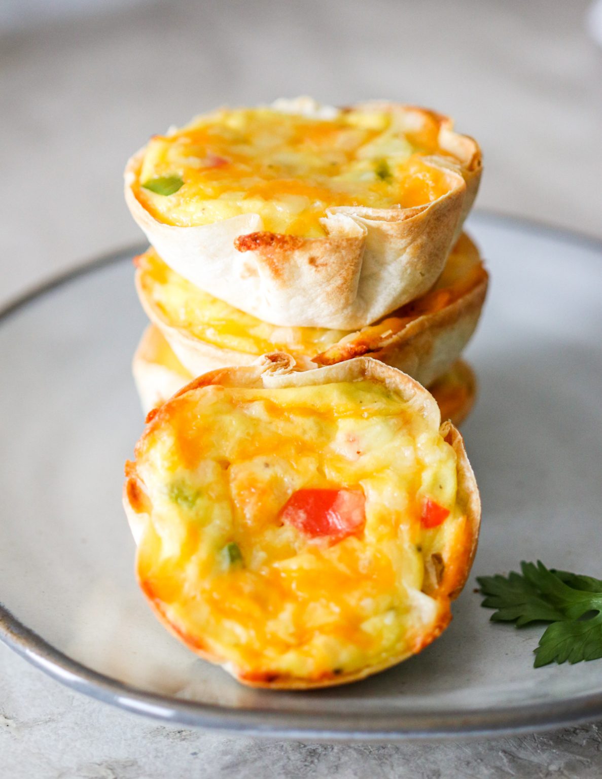 Mini Egg And Cheese Tortilla Cups | Gimme Delicious