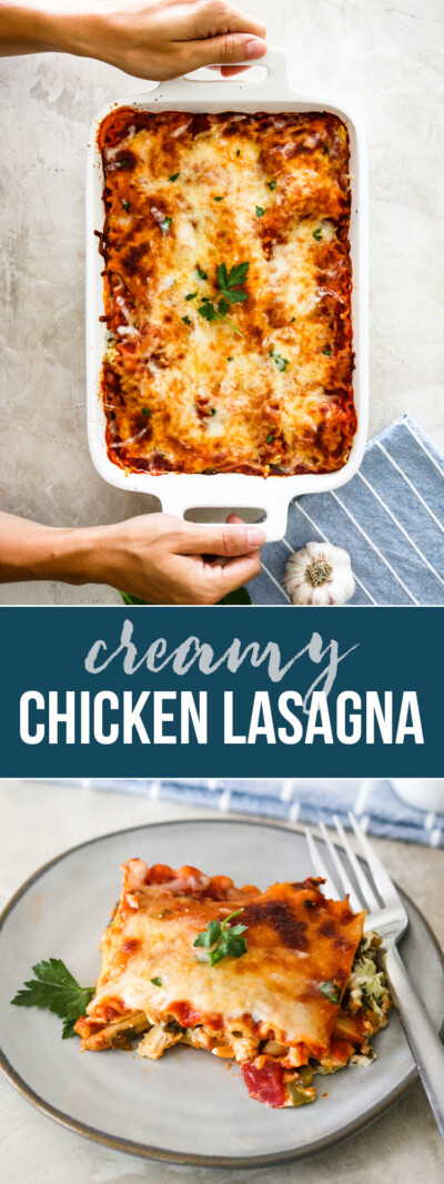 Creamy Chicken Lasagna | Gimme Delicious