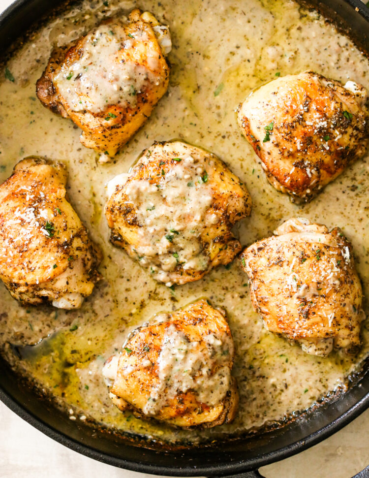 Chicken Baked In Garlic Parmesan Cream Sauce | Gimme Delicious