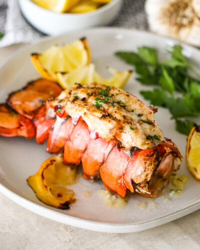 Broiled Lobster Tails with Garlic Lemon Butter | Gimme Delicious