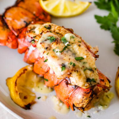 Broiled Lobster Tails with Garlic Lemon Butter | Gimme Delicious