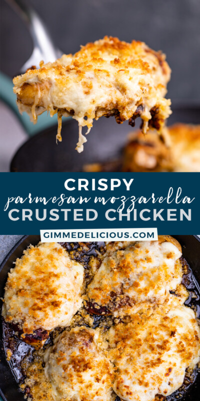 Crispy Mozzarella Parmesan Crusted Chicken | Gimme Delicious