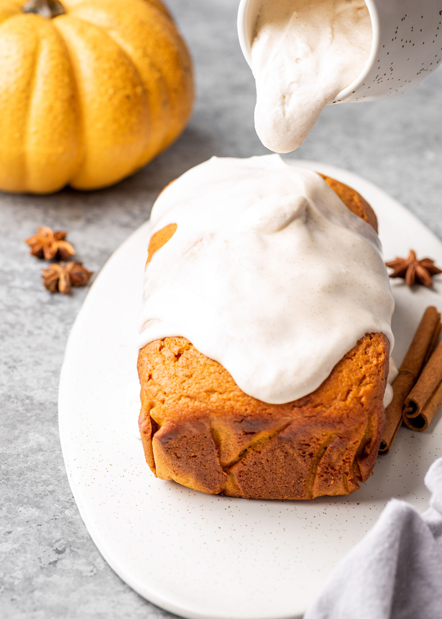 Pumpkin Bread With Cream Cheese Icing | Gimme Delicious