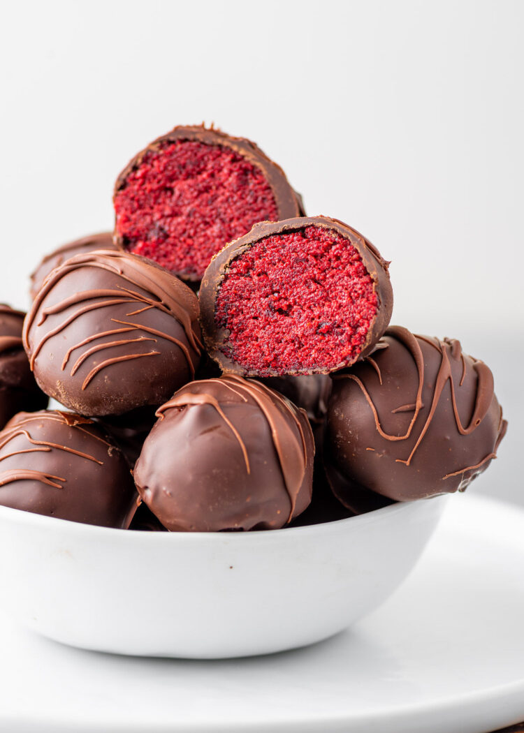 Red Velvet Cake Balls | Gimme Delicious