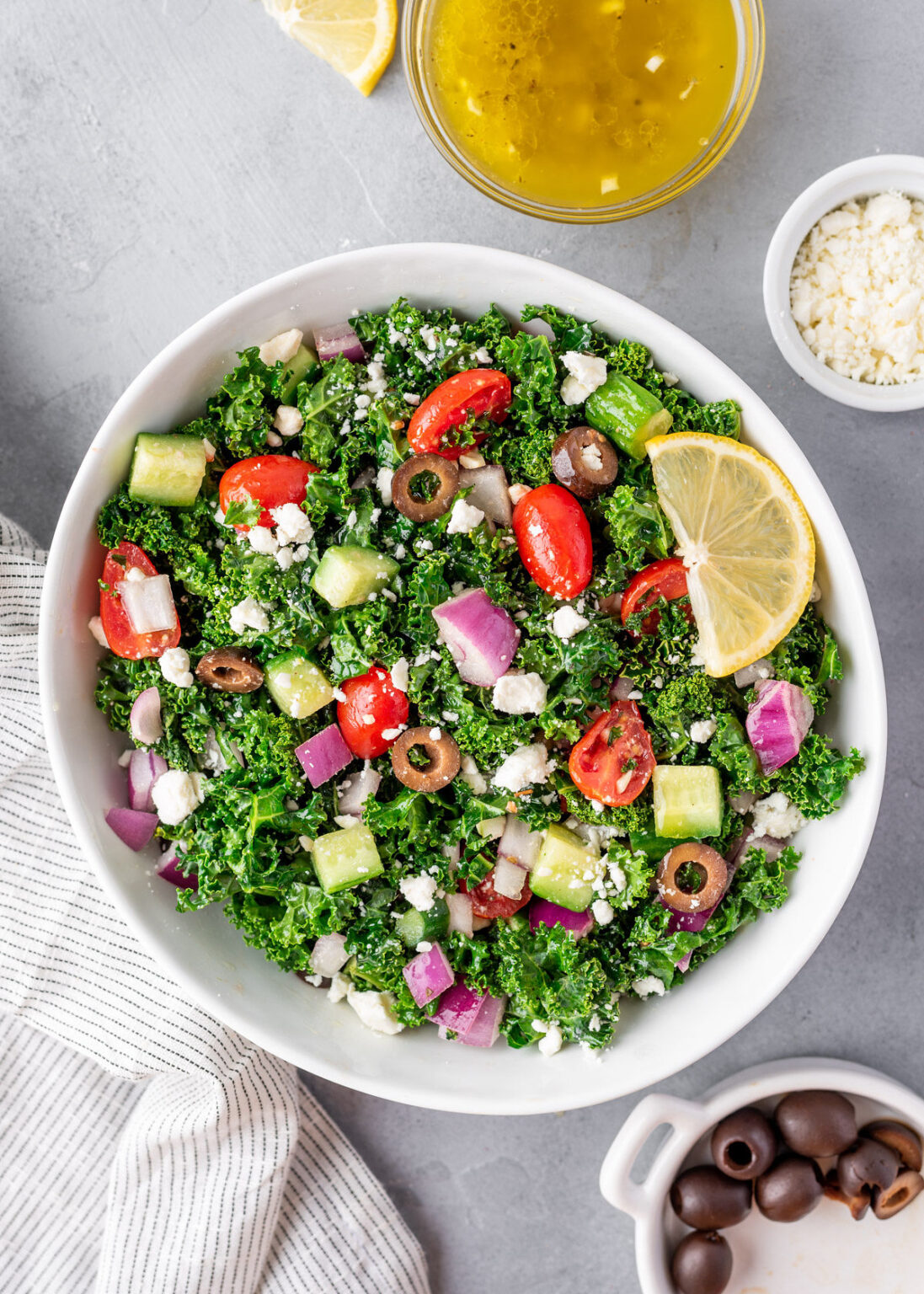 Greek Kale Salad with Lemon Olive Oil Dressing Gimme Delicious