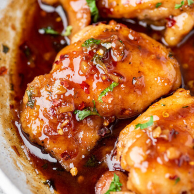 Honey Garlic Chicken Thighs | Gimme Delicious