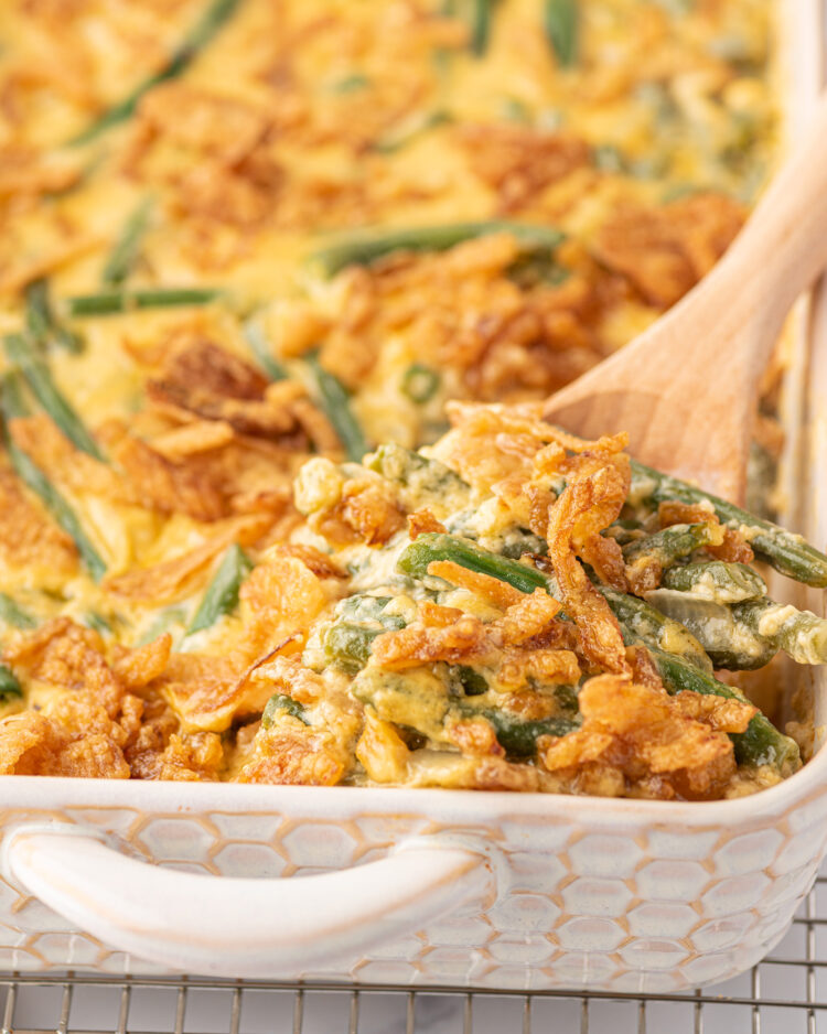 Cheesy Loaded Green Bean Casserole | Gimme Delicious