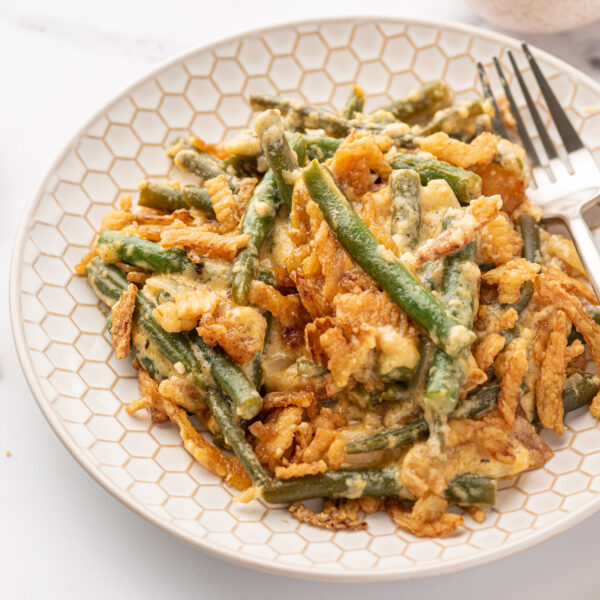 Cheesy Loaded Green Bean Casserole | Gimme Delicious