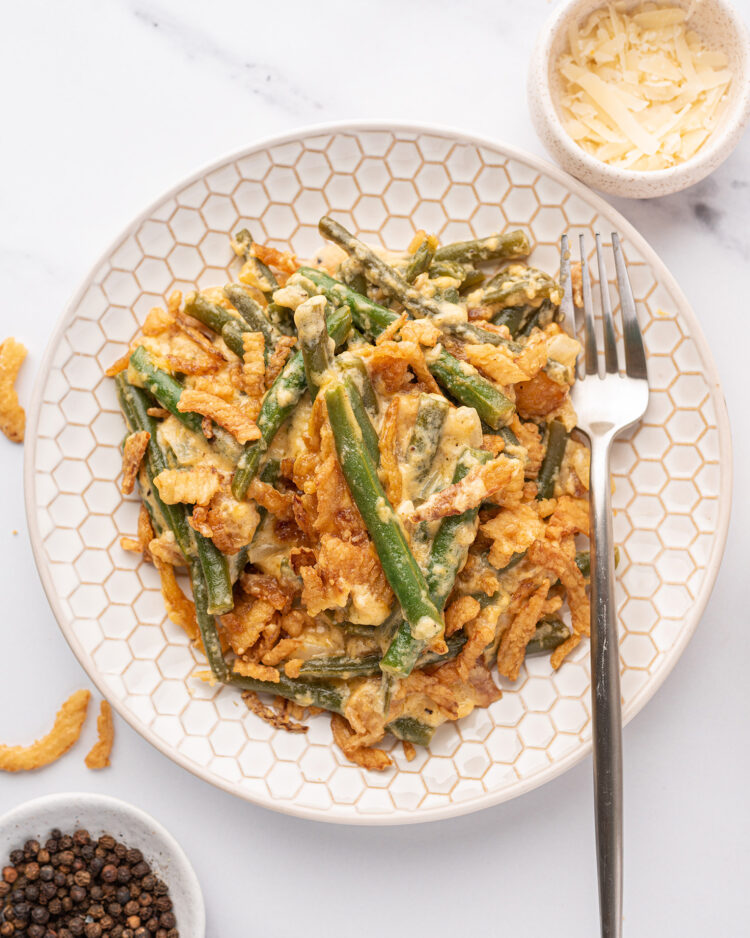 Cheesy Loaded Green Bean Casserole | Gimme Delicious