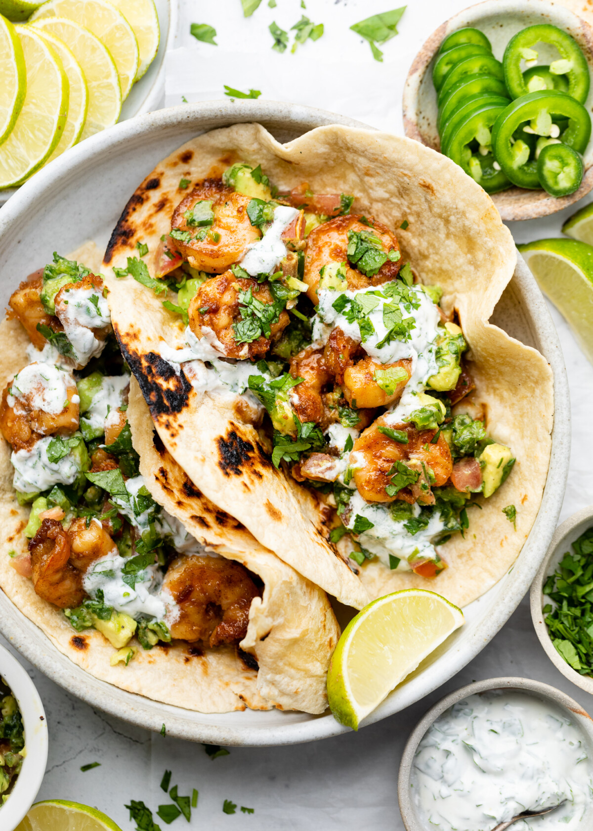 Shrimp Tacos with Avocado Salsa Gimme Delicious