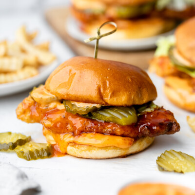 Sticky Sweet Chili Fried Chicken Sandwiches | Gimme Delicious