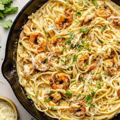 Creamy Garlic Shrimp Pasta | Gimme Delicious