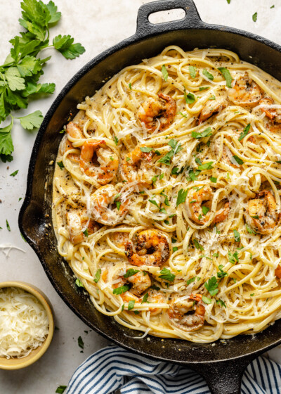 Creamy Garlic Shrimp Pasta | Gimme Delicious