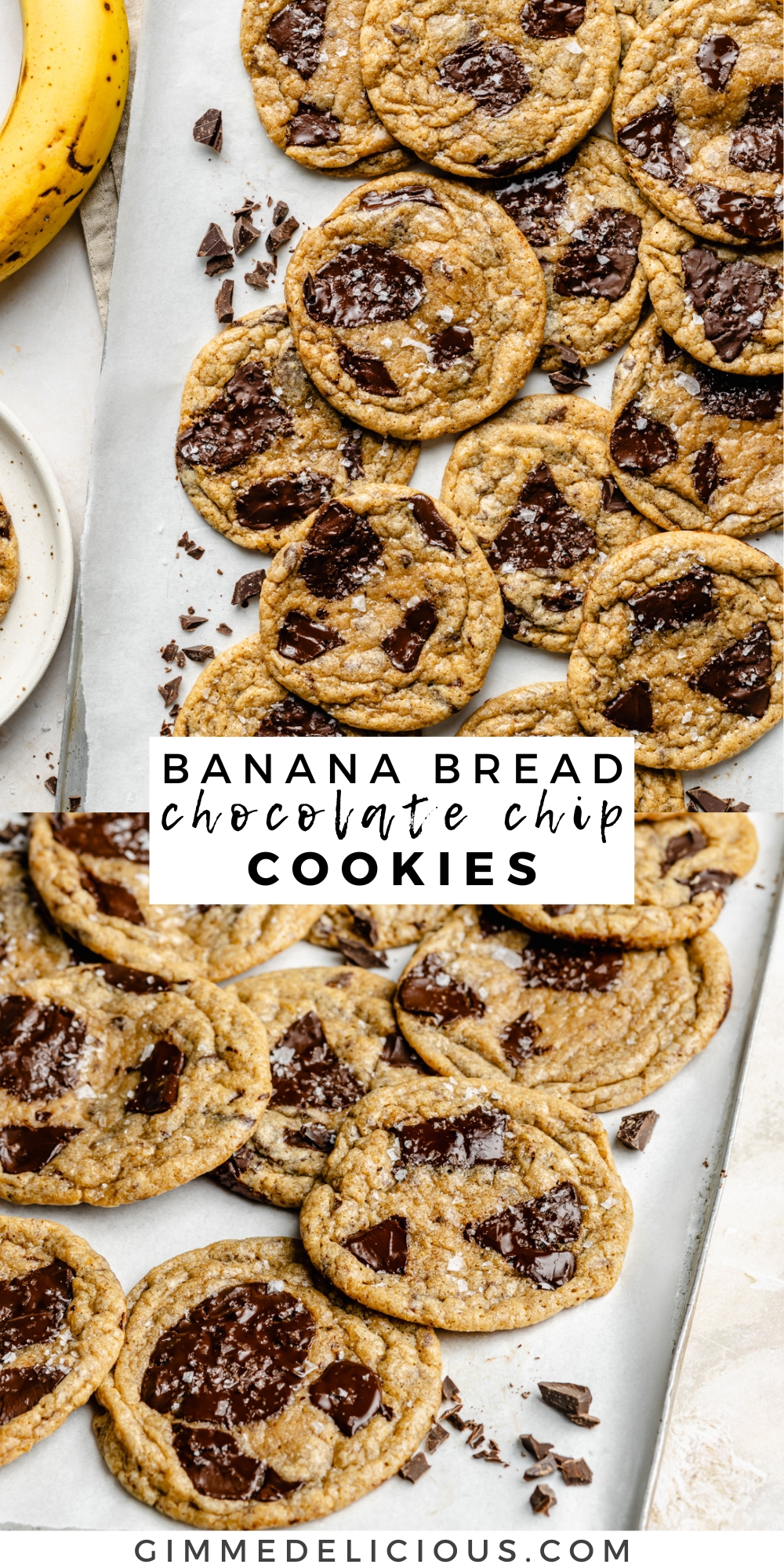 Banana Bread Chocolate Chip Cookies | Gimme Delicious