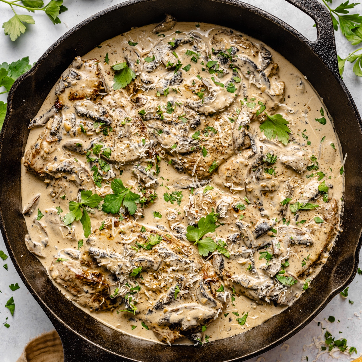 Steak with Mushroom Cream Sauce | Gimme Delicious