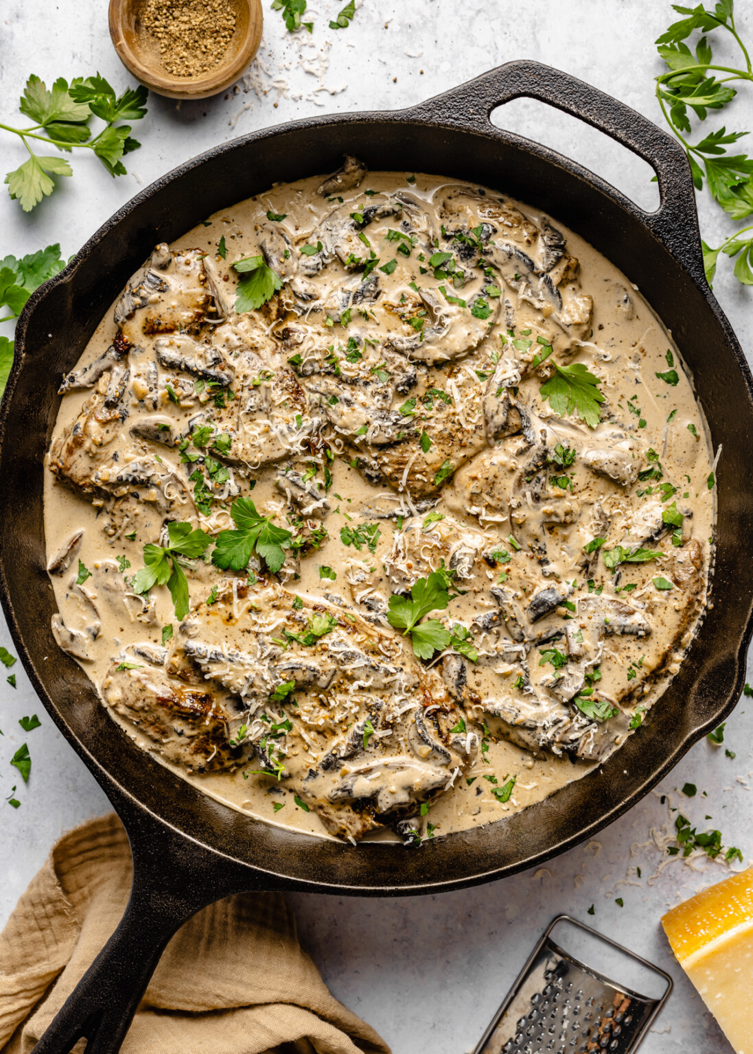 Steak with Mushroom Cream Sauce | Gimme Delicious