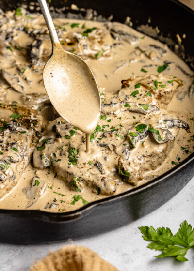 Steak with Mushroom Cream Sauce | Gimme Delicious